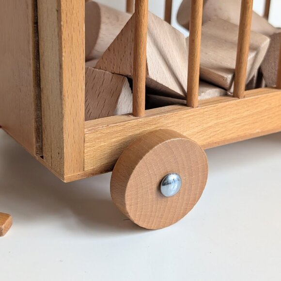 Vintage Wooden Shape Sorter Trailer w/ 5 blocks 1970s | Etsy  1970s Wooden Shape Sorter Trailer Pull Wagon with 11 Blocks